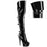 Black Patent 6" (152mm) Heel, 1 3/4" (45mm) Platform Triple Buckle Strap Stretch Over-The-Knee Boot, 2/3 Inner Side Zip Closure