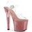 Pink 7" (178mm) Heart Shaped Heel, 3 1/4" (83mm) Platform Ankle Strap Sandal Featuring Iridescent Glitters on the Interior Walls of the Platform Bottom & Heel