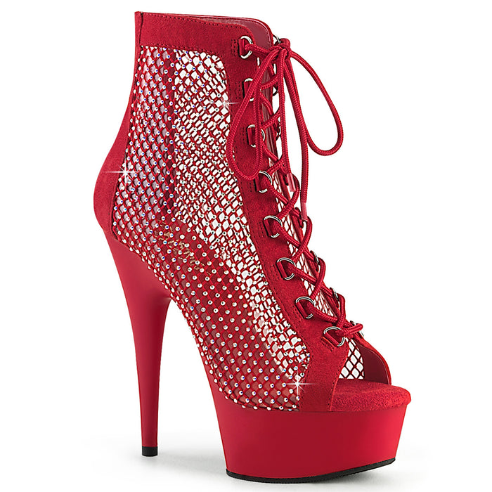 6" Platform Lace-Up Peep Toe Ankle Boot with Rhinestone Clear Side Panels (DELIGHT-600-33RM)