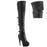 Black PU 6" (152mm) Heel, 1 3/4" (45mm) Platform Triple Buckle Strap Stretch Over-The-Knee Boot, 2/3 Inner Side Zip Closure