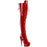 Red Patent 6" (152mm) Heel, 1 3/4" (45mm) Plaform Hook Lace-up Front Trico Lined Stretch Thigh High Boot W/Back Lace Tie, 1/2 Inner Side Zip Closure