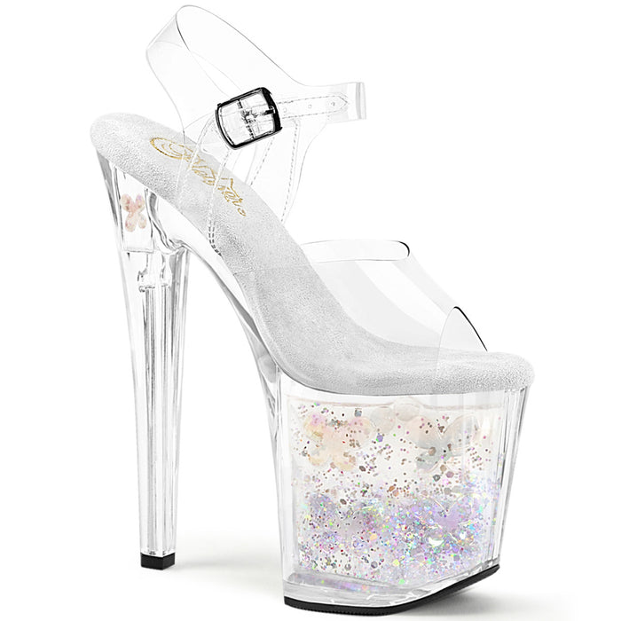 8" Heel Platform Bottom Infused with Flowing Liquid & Floating Holographic Glitters, Beads, and Butterflies