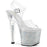 Silver 7" (178mm) Heart Shaped Heel, 3 1/4" (83mm) Platform Ankle Strap Sandal Featuring Iridescent Glitters on the Interior Walls of the Platform Bottom & Heel