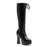 Black PU  5" Heel Stretch Knee Boot W/Inner zipper