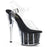 Black 7" (178mm) Heel, 2 3/4" (70mm) Platform Ankle Strap Sandal w/ Glitter Inserts In the Platform Bottom (ADORE-708G)