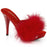 Red 4 1/2" Marabou Slipper with Rhinestone Embellished Heel and Platform