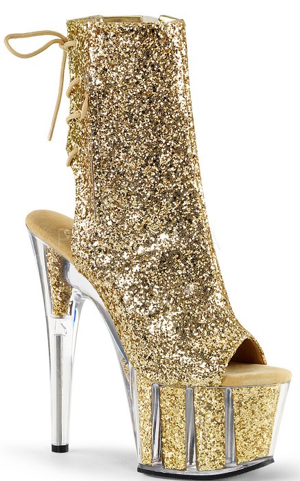 7" Heel Glitter Open Toe  Ankle Boot(ADORE-1018G)