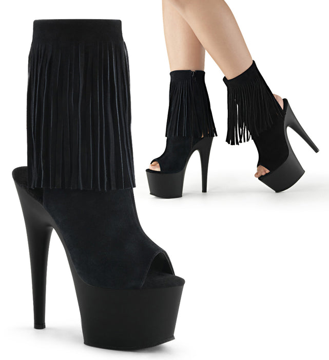 7" Heel Open Toe Ankle Fringed Boot (Adore-1019)