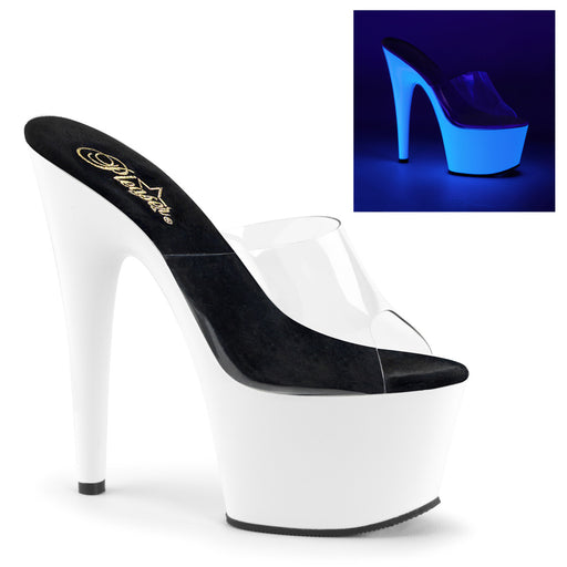 7" Stiletto Heel Slide Featuring Curvy Lines UV Blacklight Effect with a 2 3/4" Platform Slide (ADORE-701UV)
