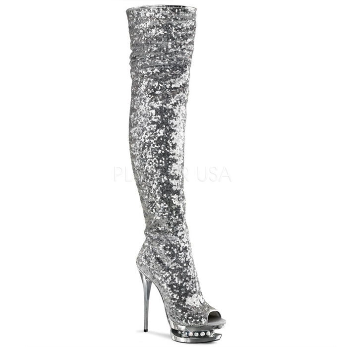 6" Sequined Open Toe Thigh High Boot (BLONDIE-R-3011)