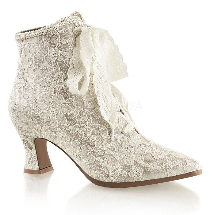 2 3/4" Heel Victorian Lace Overlay Ankle Bootie (VICTORIAN-30)